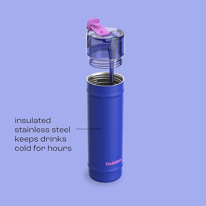 bubba - Botella de agua de acero inoxidable con aislamiento Dualsip de 24 onzas con popote, reutilizable, a prueba de fugas, ligera, apta para lavaplatos, sin plomo y sin BPA, energía oceánica