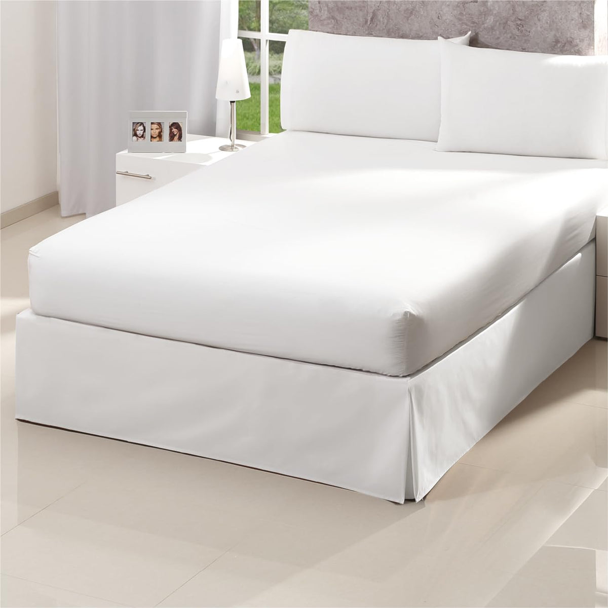 Colchas Concord Rodapié de Cama, Color Blanco, 100% Poliéster, Tamaño Individual, Faldón Decorativo Que Cubre el Box Spring con Acabado Elegante, Cubre Box Spring con Costuras Reforzadas, 1 Pieza