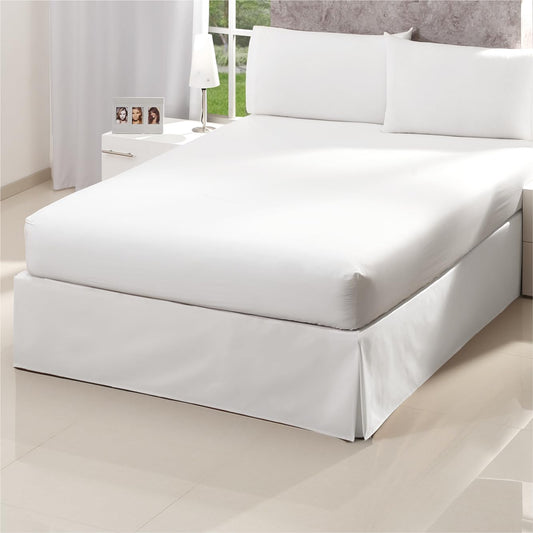 Colchas Concord Rodapié de Cama, Color Blanco, 100% Poliéster, Tamaño Individual, Faldón Decorativo Que Cubre el Box Spring con Acabado Elegante, Cubre Box Spring con Costuras Reforzadas, 1 Pieza