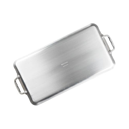 Vasconia | Plancha Doble Lisa Esencial Aluminio Antiadherente Negro 54x29cm | Doble quemador, Cocción uniforme, Recubrimiento interior, Fácil limpieza, Uso diario, Gran capacidad, Libre de PFOA