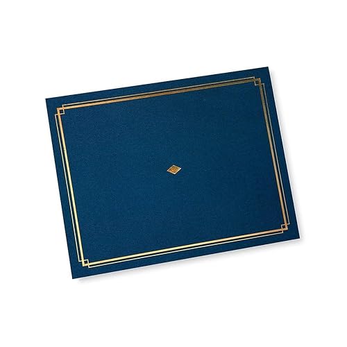 Gartner Studios 54516 - Soporte de certificado azul marino con detalles de lámina dorada, soporte de certificado azul marino para diploma, se adapta a documentos de 8.5 x 11 pulgadas, 36 unidades