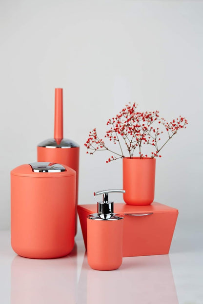 Wenko Brasil S - Cubo de basura con tapa oscilante, color rojo coral, absolutamente irrompible, capacidad: 2 L, plástico (TPE), 14 x 21 x 14 cm, color rojo coral