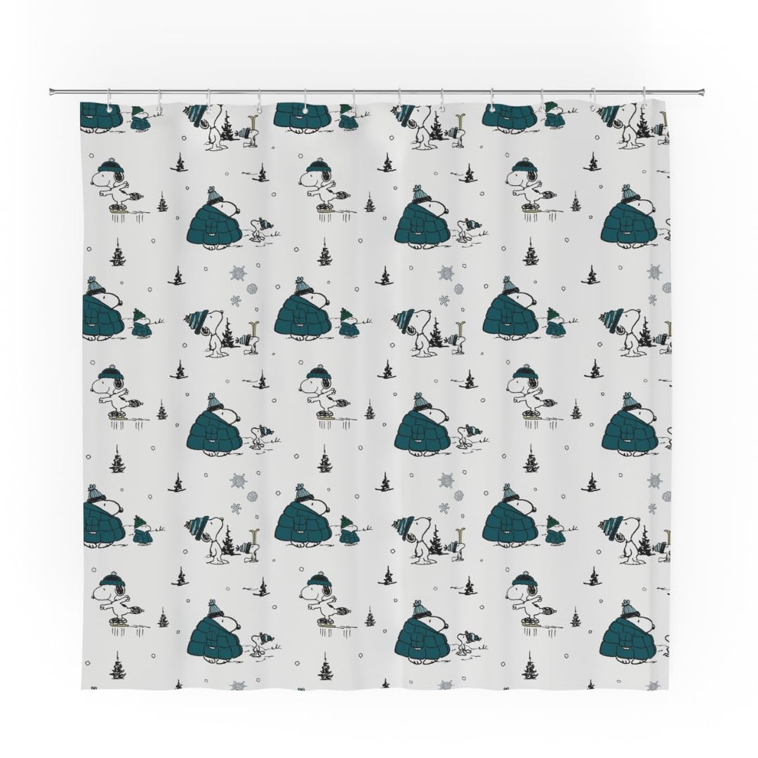 Franco Peanuts Snoopy - Cortina de Ducha de Microfibra para baño de Navidad, 72 x 72 Pulgadas (Producto con Licencia Oficial)