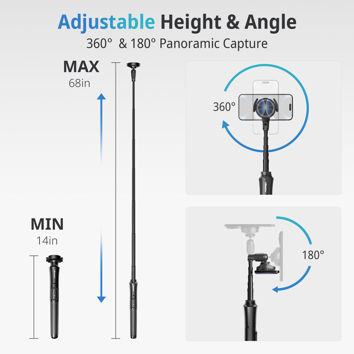 UBeesize - Trípode magnético para Selfie de 68 Pulgadas con Control Remoto inalámbrico, Soporte Extensible, Compatible con MagSafe, para iPhone 15, 14, 13, 12 Series y teléfonos Android