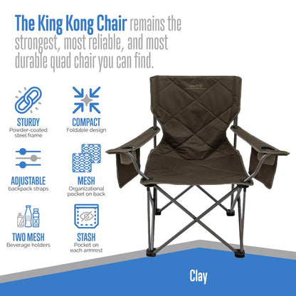 ALPS Mountaineering King Kong - Sillas de Camping para Adultos con portavasos de Malla y Bolsillos, construidas duraderas y fiables con Marco de Acero Plegable Compacto, Arcilla
