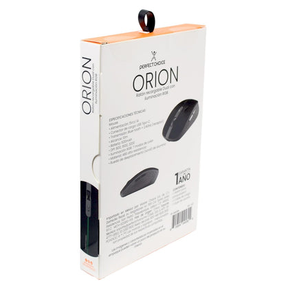 PERFECTCHOICE Mouse Inalámbrico Ergonomico Recargable Iluminación RGB PC-045304 Orion