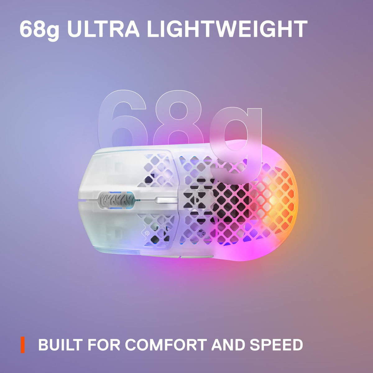 SteelSeries Aerox 3 Wireless: ratón Ultra Ligero para Juegos, Sensor óptico TrueMove Air de 18,000 CPI, diseño Resistente al Agua, batería de 200 Horas y Acabado Ghost.