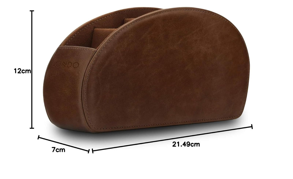 Londo Porta Telecomandi con 5 scomparti - Per contenere telecomandi di TV, stereo, decoder, DVD, Blu-Ray - in Vera Pelle con fodera interna in suede. Adatto per salotto o camera da letto