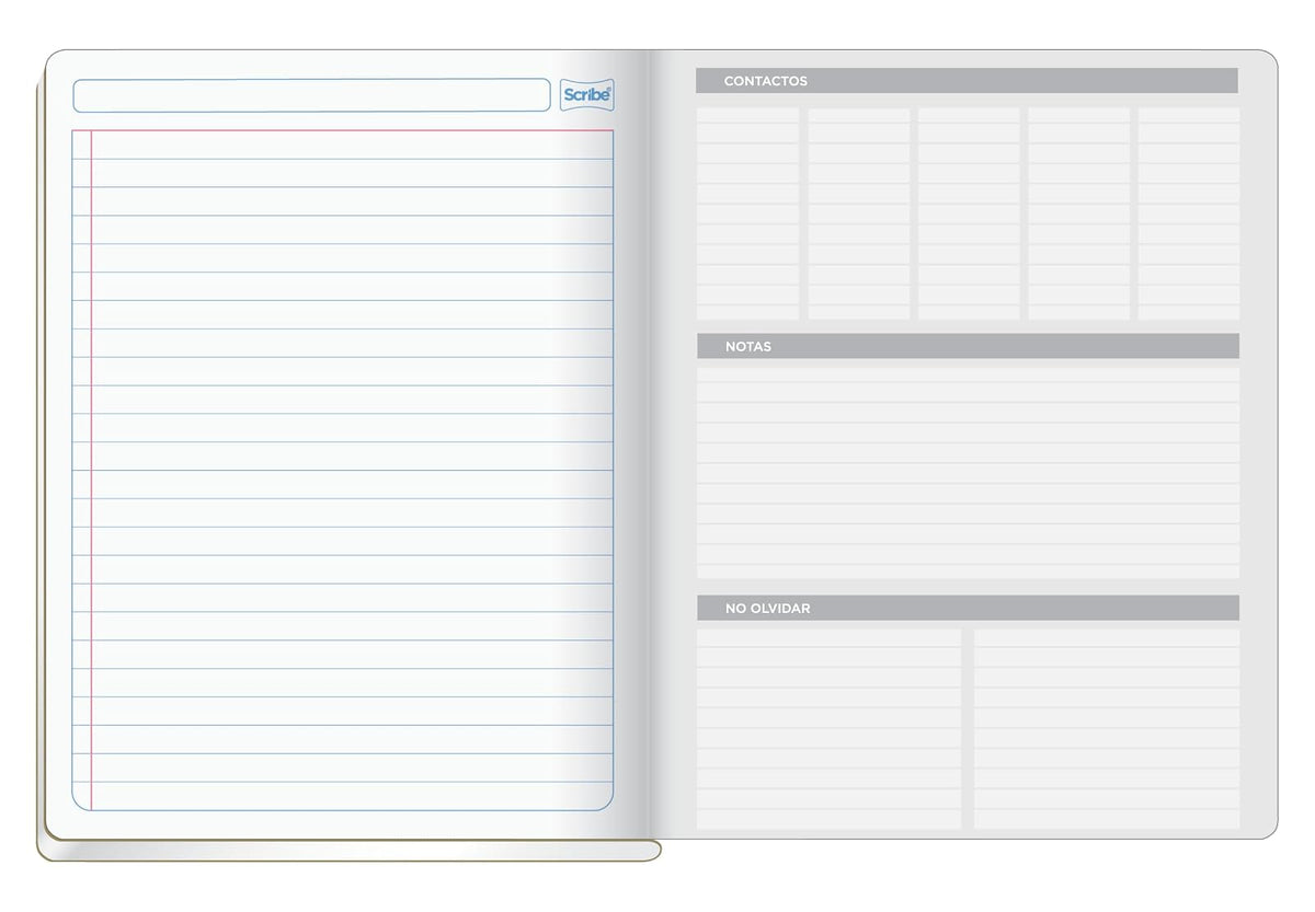 Scribe, Clásico®, Cuaderno Profesional, Pasta Semi Rígida, Cosido, Raya, 100 hojas, Rojo (Paquete de 2)