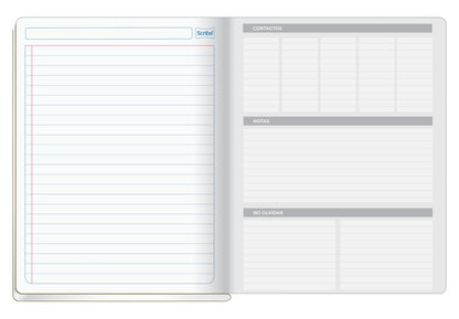 Scribe, Clásico®, Cuaderno Profesional, Pasta Semi Rígida, Cosido, Raya, 100 hojas, Rojo (Paquete de 2)