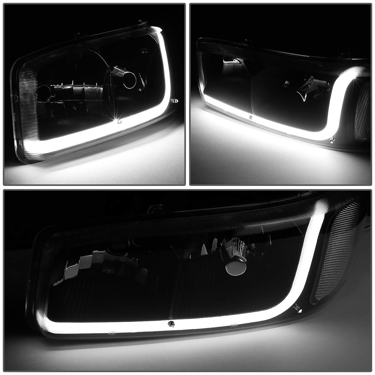 DNA Motoring Faros LED DRL Negro Transparente HL-LB-SIERRA99-BK-CL1 para Sierra Yukon 99-07