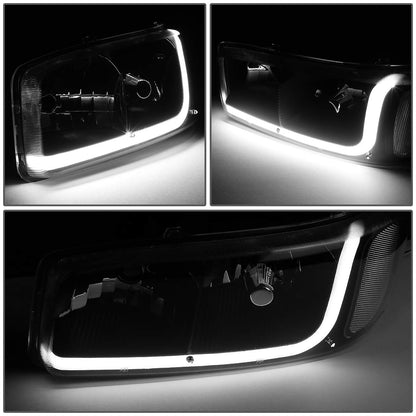 DNA Motoring Faros LED DRL Negro Transparente HL-LB-SIERRA99-BK-CL1 para Sierra Yukon 99-07
