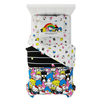 Franco Barbie 1959 Juego de Edredón y Sábanas Reversible - 5 Piece Twin Size - Multicolor: Hello Kitty y amigos