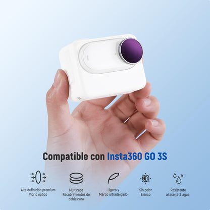 NEEWER GO 3S Juego de Filtros ND (Paquete de 4), ND8 ND16 ND32 ND64 Kit de Accesorios de Filtro de Lente de Densidad Neutra con Vidrio Optico HD Multicapa Compatible con Insta 360 GO 3S, FLB01