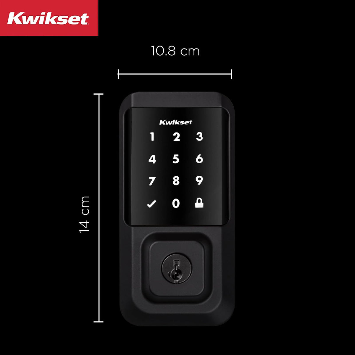 Kwikset Halo - Cerradura inteligente Wi-Fi, puerta de entrada sin llave, cierre de visualización táctil, acabado negro mate, certificado AAA, certificado UL, fácil de instalar, sin concentrador