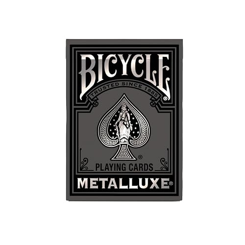 Cartas de Juego de Metal Negro y Plateado para Bicicleta, Cubierta de Metal de Alta Calidad, tamaño de póquer clásico, diseño de Lujo Coleccionable, Ideal para la Noche de Juego, Regalo y Relleno de