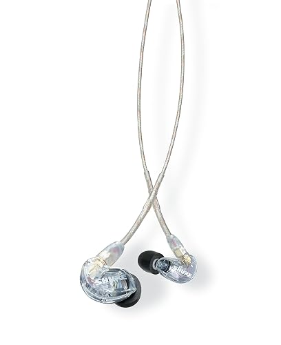 Shure Auriculares Aislantes de Sonido SE215-CL, Color Transparente | Sobre la oreja, ajuste cómodo y seguro, graves profundos y alta definición, transparente, con cable