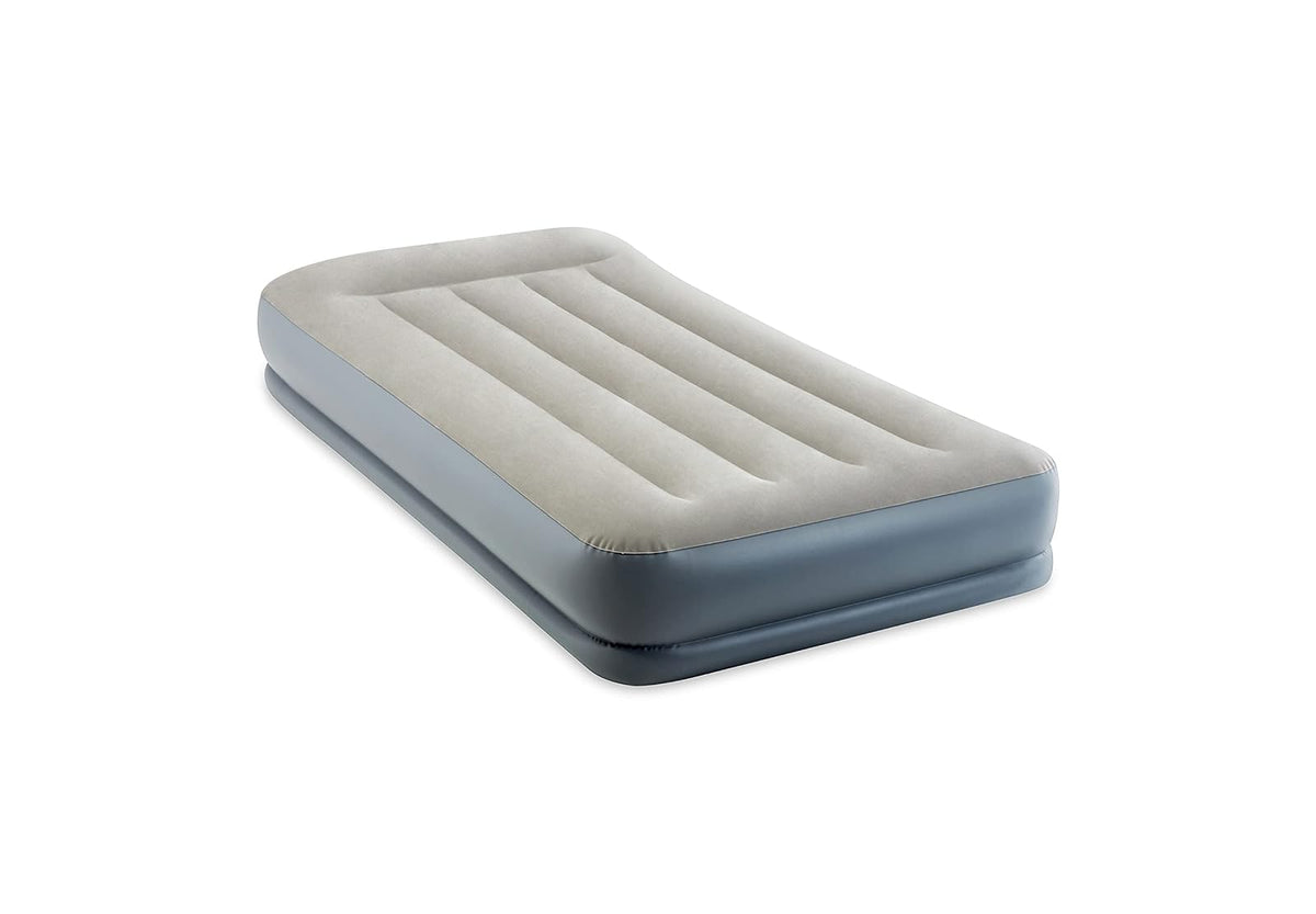 Intex 64115ED Dura-Beam Colchón de Aire estándar con Reposo de Almohadas: Fiber-Tech, tamaño Individual, Bomba eléctrica integrada, Altura de Cama de 12 Pulgadas, Capacidad de Peso de 300 kg
