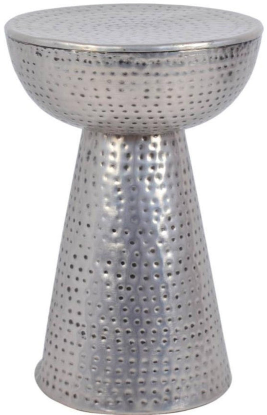 Madhu 's Collection Hammered Taburete/Mesa Auxiliar, Hammered Envejecido Plata