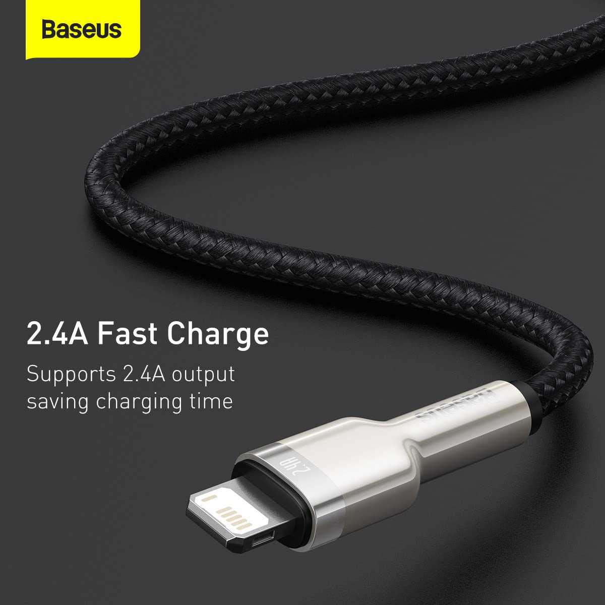 Cable De Datos Usb A Lightning 2.4a 1m Metal Negro Baseus