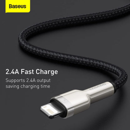 Cable De Datos Usb A Lightning 2.4a 1m Metal Negro Baseus