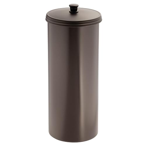 InterDesign Kent Portarrollos con tapa, compacto porta rollos de papel higiénico de pie para el baño fabricado en plástico, bronce