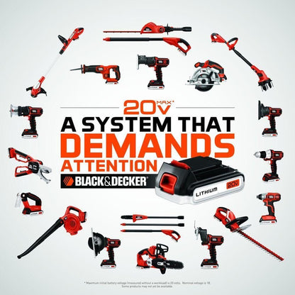 Batería Black+Decker de 20 V MAX, batería de Iones de Litio de 1,5 Ah, Tiempo de Funcionamiento extendido, Compatible con Herramientas, Equipos para Exteriores y aspiradoras de 20 V (LBXR20)