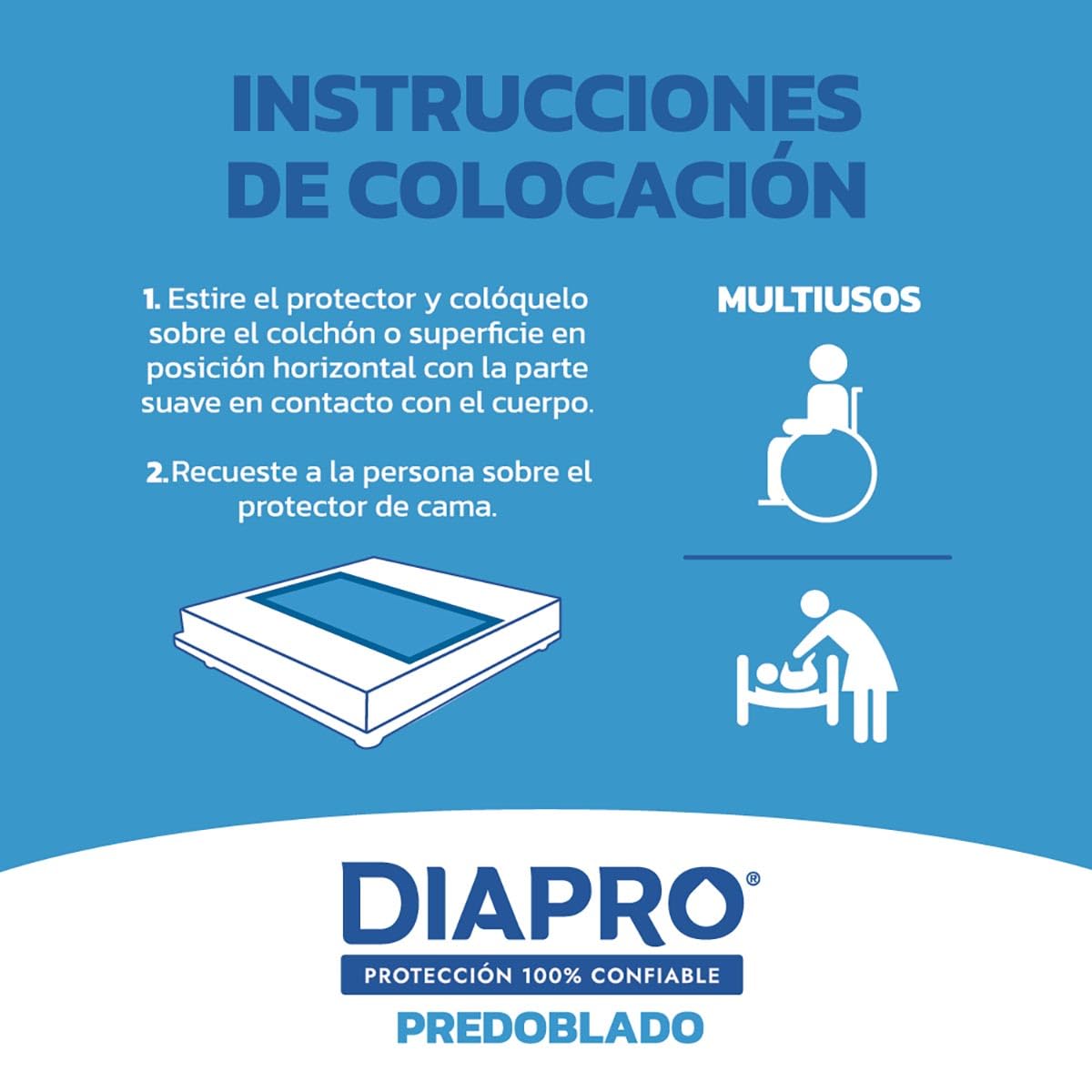 Diapro Pañal Predoblado Gel para Incontinencia, Unitalla, Paquete con 10 Piezas, ideal para personas en cama o para cubrir alguna superficie