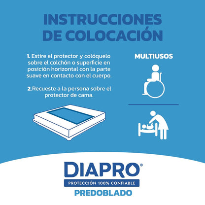 Diapro Pañal Predoblado Gel para Incontinencia, Unitalla, Paquete con 10 Piezas, ideal para personas en cama o para cubrir alguna superficie