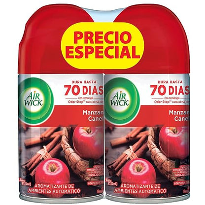 Air Wick® Freshmatic® 2 Repuestos de Aromatizante De Ambiente Automático Manzana y Canela, 250 Ml c/u