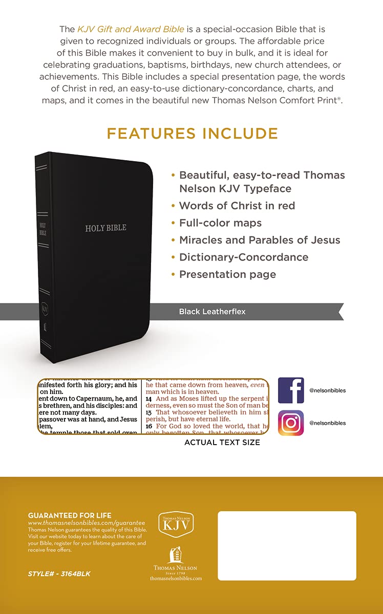 KJV, Gift and Award Bible, Imitation Leather, Black, Red Letter Edition