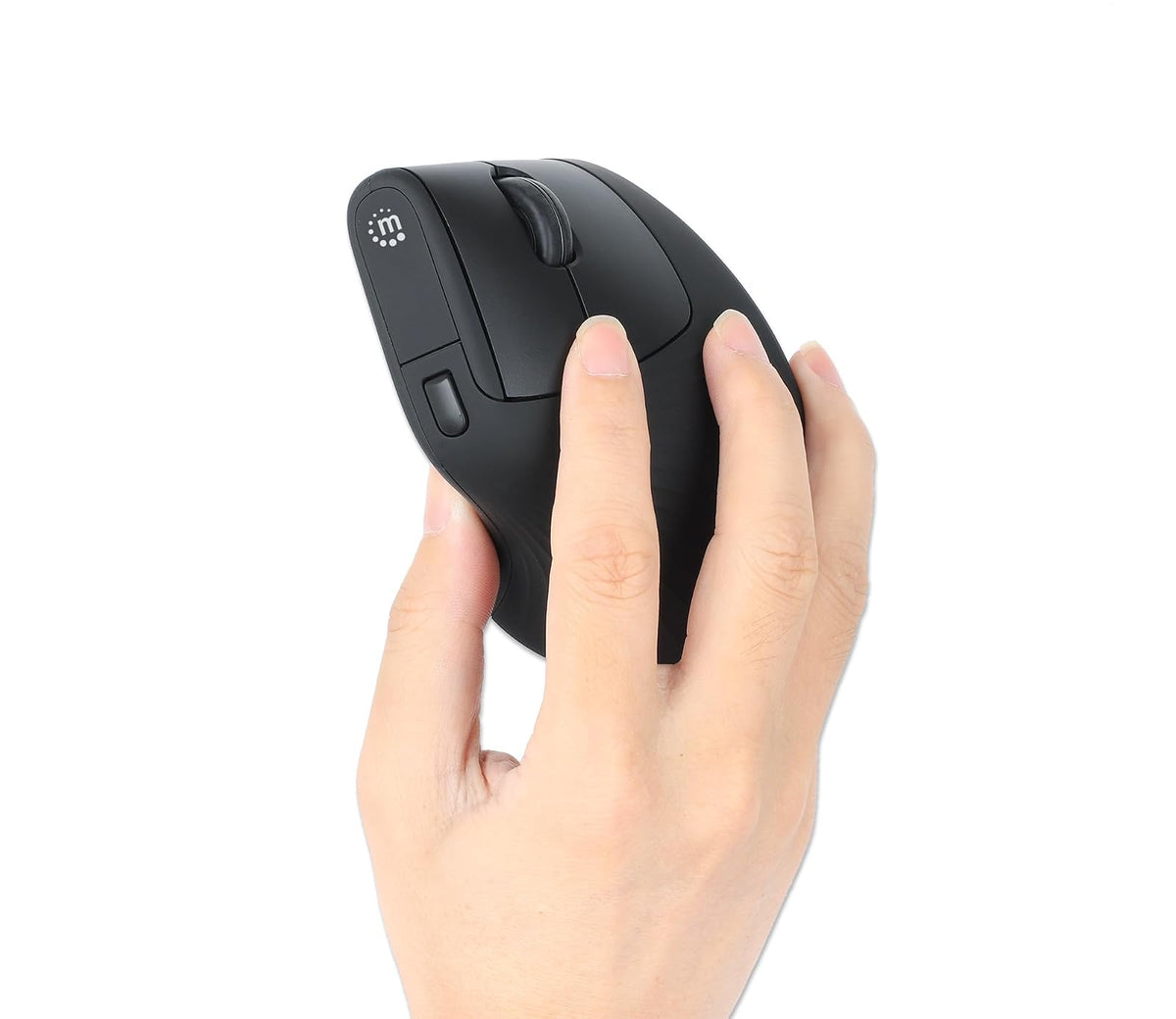 Manhattan 190336 Mouse Ergonómico Vertical Inalámbrico USB 2.4 GHz con nanorreceptor, 800/1200/1600 dpi Ajustables, diseño ergonómico 60°, Compatible con Windows, macOS, Linux y ChromeOS