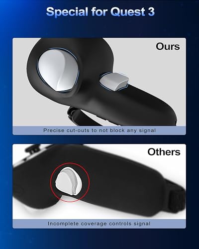 AMZDM Controller Grip for Meta Quest 3S Oculus Quest 3 VR Accessories Grips Cover for VR Touch Controllers Straps Silicone Covers Protector with Non-Slip Thumbstick Covers 1Pair Black