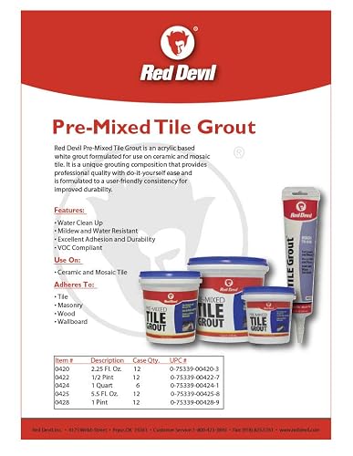 Red Devil, Inc. 424 Pre-Mixed Wall Tile Grout White Quart by Red Devil