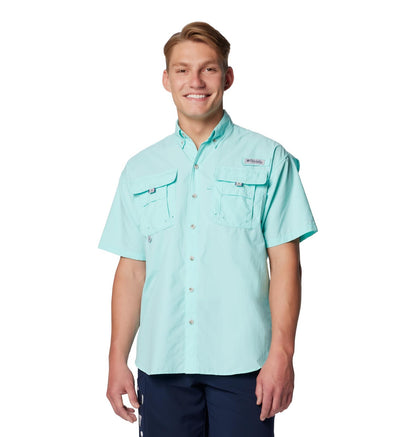 Columbia PFG Bahama II Camisa Manga Corta para Hombre UPF 50 - Gulf Stream - XL Alto - Sólido