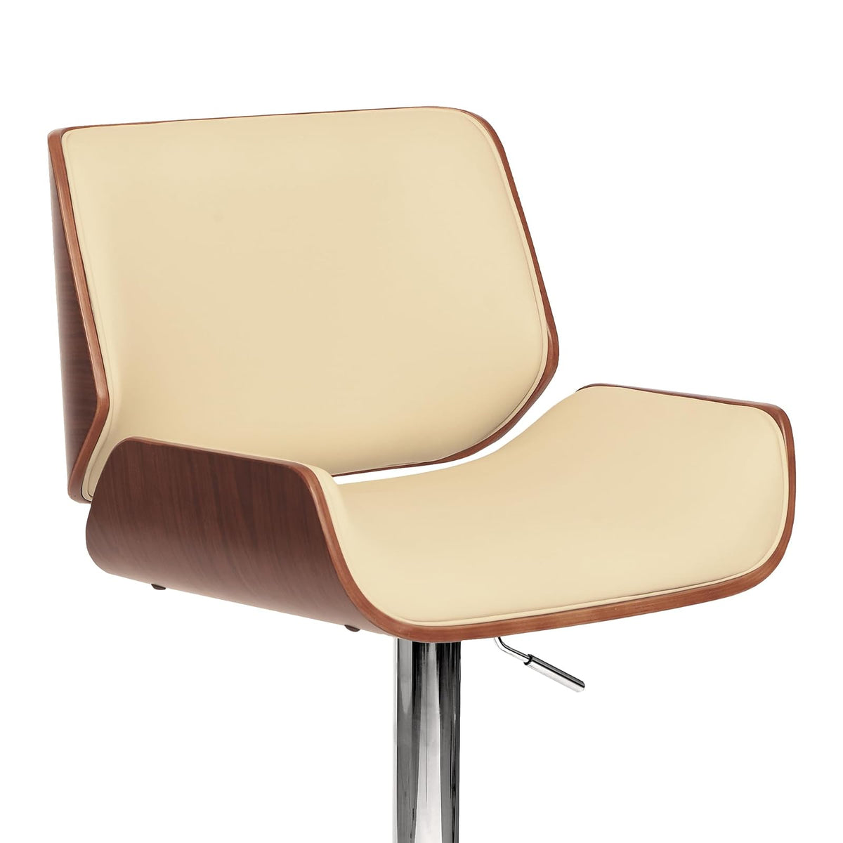 Armen Living London - Taburete de Bar Giratorio de Piel sintético Moderno de Mediados de Siglo, para mostrador de Isla de Cocina, Altura de Asiento Ajustable de 24 a 33 Pulgadas, Color Crema