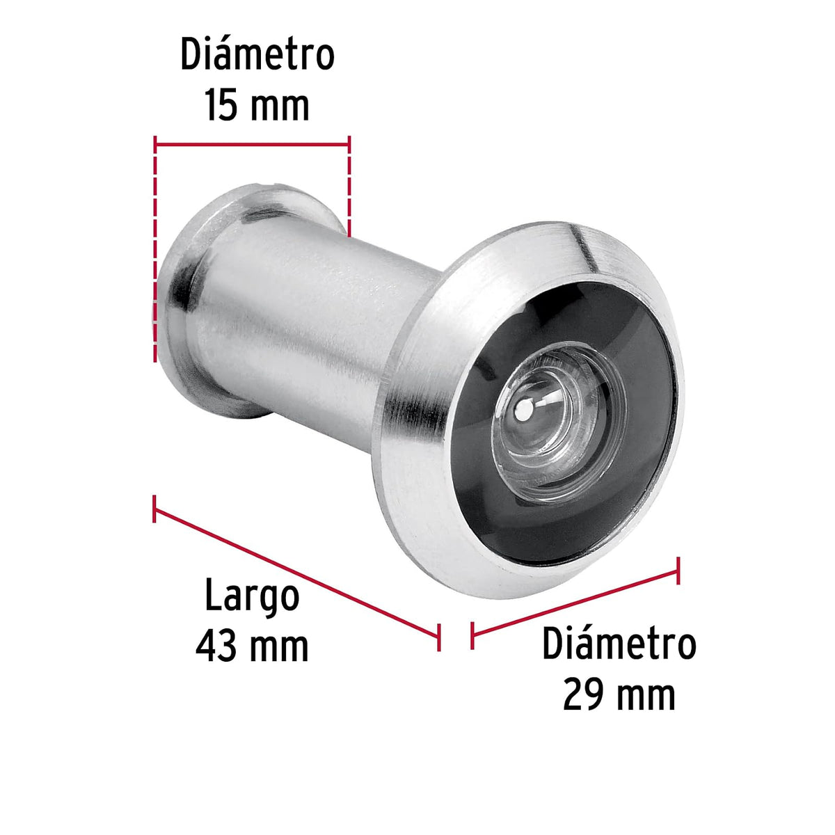 Hermex MIRI-3, Mirilla de seguridad de cromo, latón