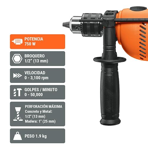 TRUPER ROTO-1/2A8, Rotomartillo/destornillador 1/2", 750W