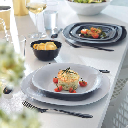 Luminarc - Juego de 4 Platos Carine Sopero Gris de Opal Modernos Platos Hondos Servicio Mesa Elegante