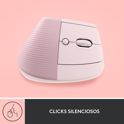Logitech Lift Mouse Ergonómico Vertical, Inalámbrico, Bluetooth o Receptor Logi Bolt USB, clics Silenciosos, 4 Botones, Compatible con Windows/macOS/iPadOS, Laptop, PC - Rosa