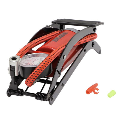 TruePower TPFT100M Bomba de Aire de Pie, Cilindro Metálico, Pistón Metálico, 100 psi, Incluye: Válvula y Manómetro, Rojo