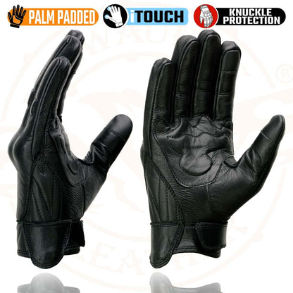 Milwaukee Leather Guantes de Motocicleta de Piel con Nudillos de Gel para Pantalla Táctil, Negro, 4XL, MG7501-BLK-4X
