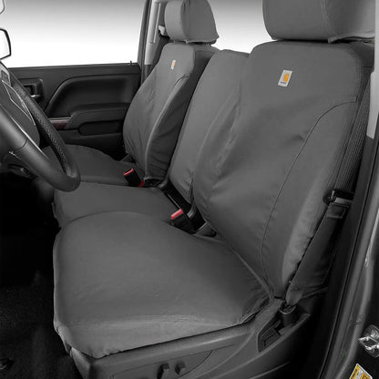 Covercraft Carhartt SeatSaver SSC2477CAGY Fundas de Asiento Personalizadas para Chevrolet Silverado y GMC Sierra, Asientos de Cubeta Primera Fila, Gravel