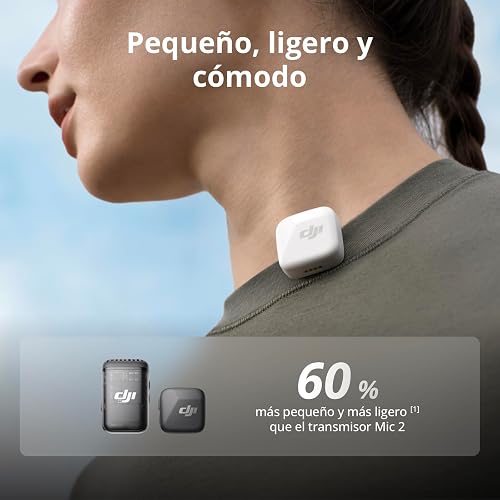 DJI Mic Mini (1 TX + 1 RX), superligero, Sonido Lleno de Detalles | Cancelación ruido, límite autom., micrófono inalámbrico para cámaras/iPhone/Android, vlogs, streaming, transmisión 400m