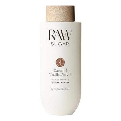 RAW SUGAR, Body Wash Caramel Vanilla Delight, Gel de Baño, Suave e Hidratante, Nutre y Revitaliza, Equilibra pH, 20 OZ