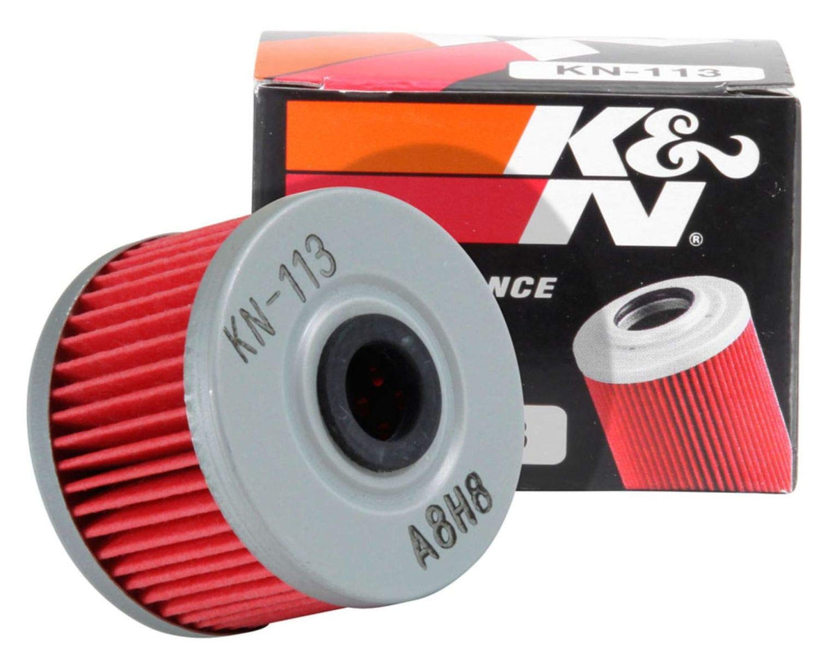 K&N Filtro de Aceite para Motocicleta KN-113 | Alto rendimiento, medio filtración sintética, tuerca hexagonal 17 mm, compatibilidad aceites todo tipo