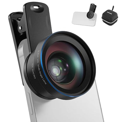 NEEWER Basics 2 en 1 Accesorios Kit Objetivos Cámara Móvil, Gran Angular HD 0,45x + Macro 15x, 37mm Lens Clamp Compatible con iPhone Samsung Android Smartphone, LS-67