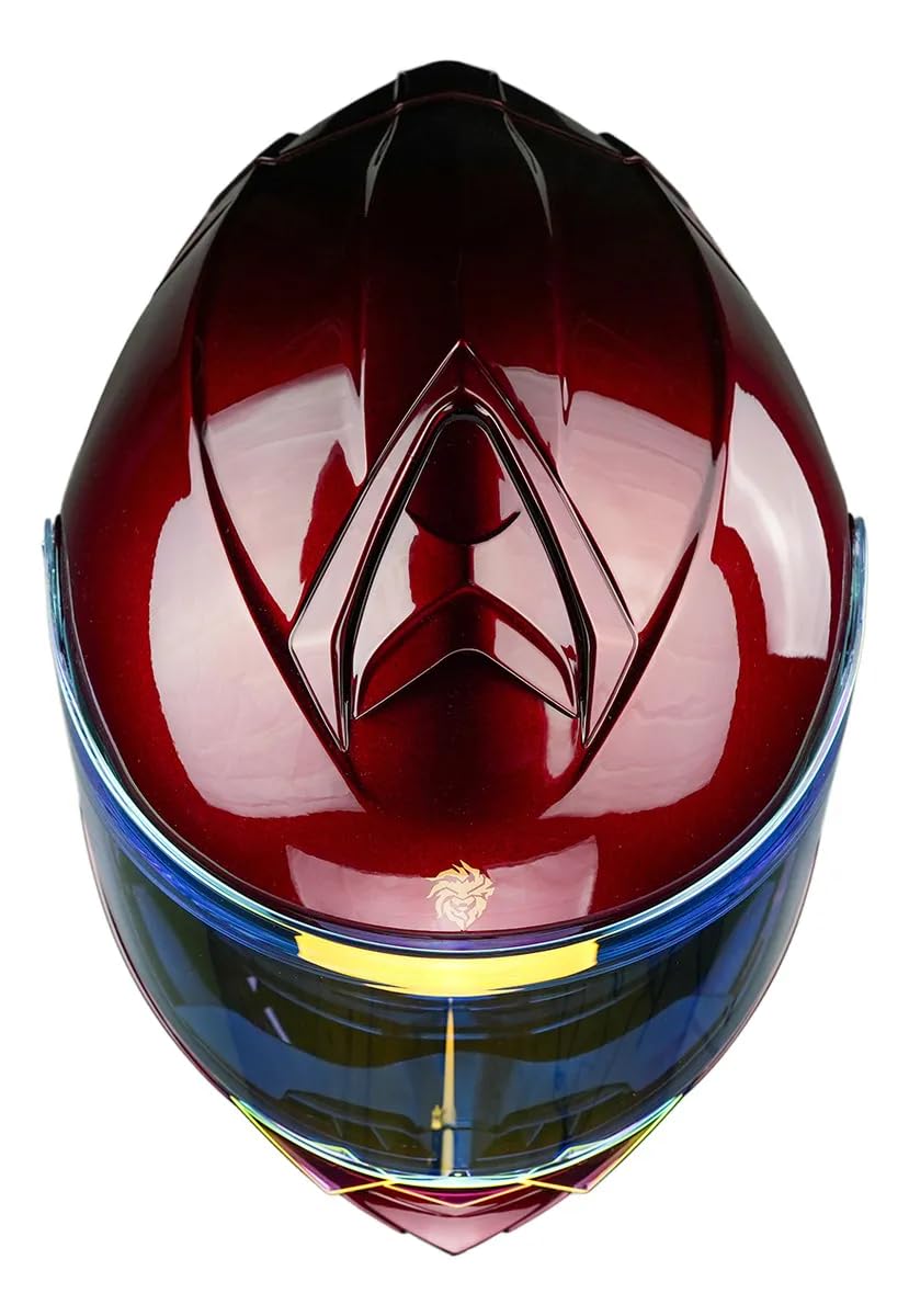 KOV Casco Thunder Cherry ABATIBLE Rojo Brillante para Moto Certificado Dot