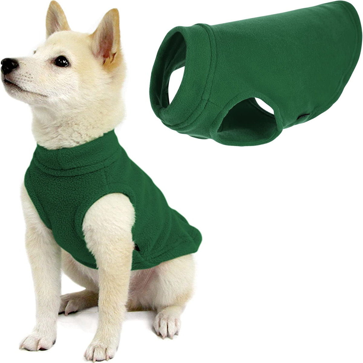 Gooby Chaleco de Forro Polar Elástico para Perro, Clima Frío - Bosque verde - Medium Longitud: (11")