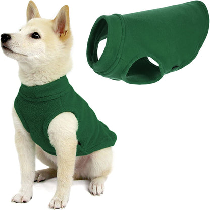 Gooby Chaleco de Forro Polar Elástico para Perro, Clima Frío - Bosque verde - Medium Longitud: (11")